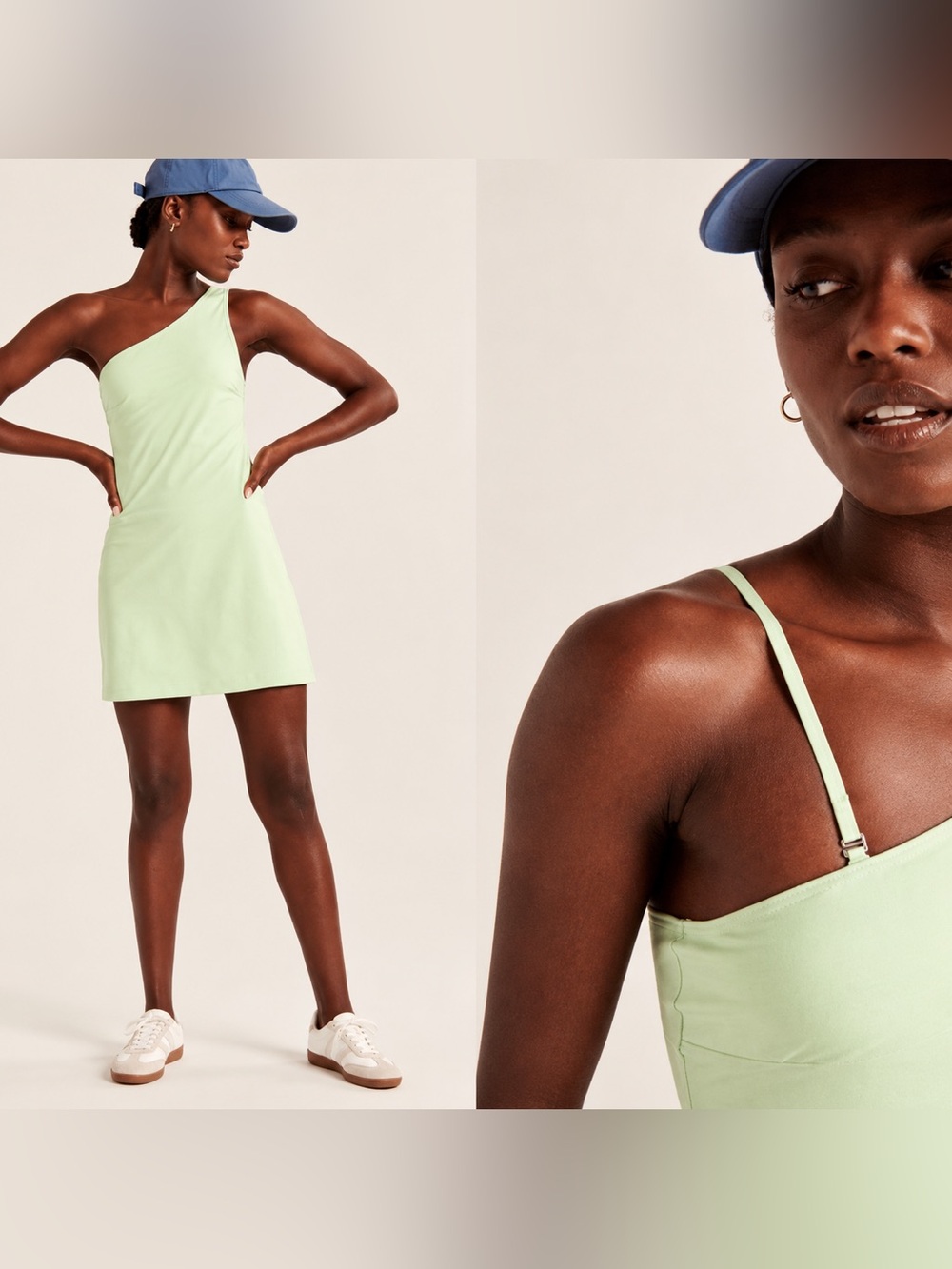 Abercrombie & Fitch One Shoulder Traveler Mini Dress Light Green Size large